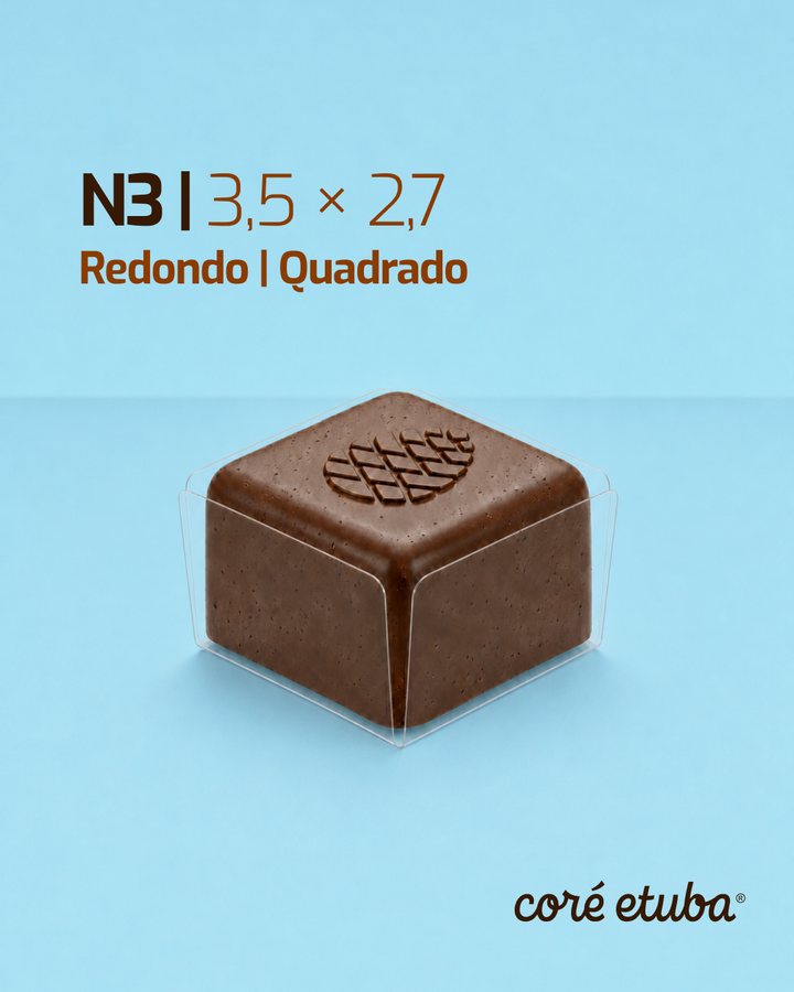 Tamanho N3, 3,5 x 2,7 cm, Redondo ou Quadrado
